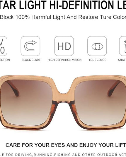 Dollger Oversized Square Sunglasses for Women Big Large Wide Fashion Shades for Men UV Protection Unisex