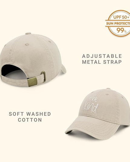 CHOK.LIDS Be Kind Trendy Womens Baseball Cap Unisex Fashion Cotton Polo Style Fun Inspirational Saying Seasonal Headwear
