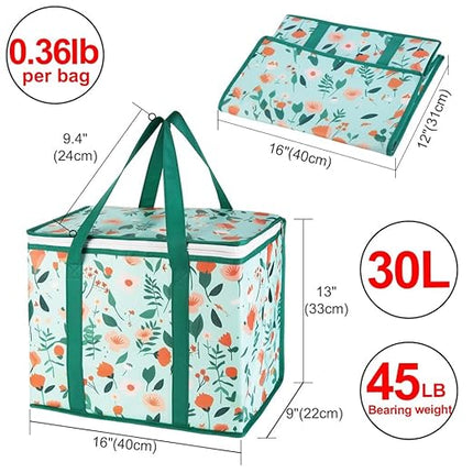CIVJET 1-Pack Insulated Reusable Grocery Shopping Bags, X-Large Insulated Food/Pizza Delivery Bag for Delivery Drivers, Commercial Food Warmers, Tote Cooler/Thermal Bags