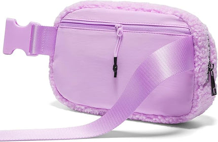 Gitus Fleece Belt Bag Sherpa Fanny Pack Crossbody Bags for Women Fashion Waist Packs with Adjustable Strap for Gym Travel Hiking Running Trending Gifts for Teen Girls Women Men (Lavender)
