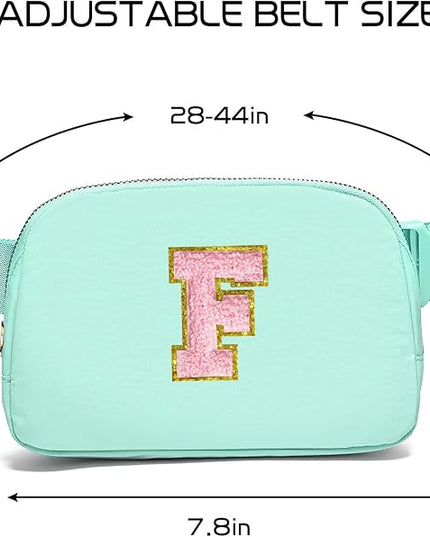 Gitus Belt Bag Fanny Pack Crossbody Bags with Initial Letter Patch Cute Stuff Birthday Gifts for Teenager Girls Trendy Preppy Stuff for Teen Girls Cool Stuff for Teens (Mint Green-F)