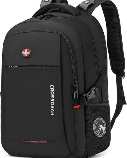 CROSSGEAR Travel Laptop Backpack Commuter Backpack Classic Backpack Water Resistant with USB Charging Hole Computer Bag Daypack for Men Women Work Daily Life,Black