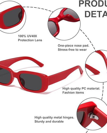 JASPIN Rectangle Sunglasses for Women Men Trendy Y2k Retro 90s Sun Glasses UV Protection Cool Square Frame