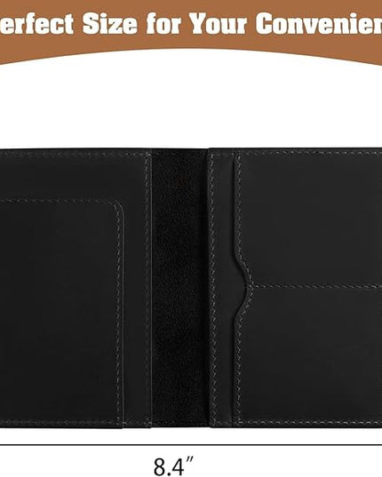 Jack&Chris Genuine Leather Passport Holder For Travel, RFID Blocking Handmade Passport Holder with Card Case Organized & Safe, Quality Travel Essentials for Women and Men for Gifting, Black