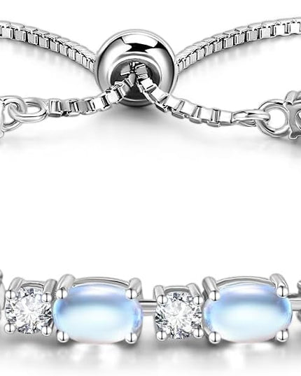 FANCIME Birthstone Tennis Bracelets Sterling Silver Bolo Tennis Bracelets Charm Fine Jewelry Birthday Gifts for Women Mom Wife Her