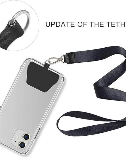COCASES 2 Pack Phone Tether Tab, Phone Strap Replacement Part for Smartphone Safety, Phone Lanyard Connector (Black)