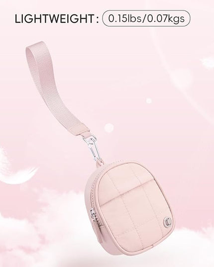 CLUCI Mini Backpack Keychain Wallet Small Change Quilted Coin Purse Cute Puffer Wristlet Pouch with 3 RFID Card Slots