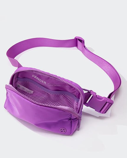 Pander Two Way Zipper Fanny Pack Nylon Everywhere Belt Bag for Women, Water Repellent Waist Packs, Crossbody Bags with Adjustable Strap (Violet).