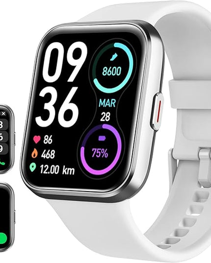 Smart Watch for Women Android & iPhone, Alexa Built-in, 1.8" Touch Screen Fitness Tracker with Answer/Make Calls, IP68 Waterproof Heart Rate/Sleep/SpO2 Monitor, Pedometer, 100+ Sport Modes, White