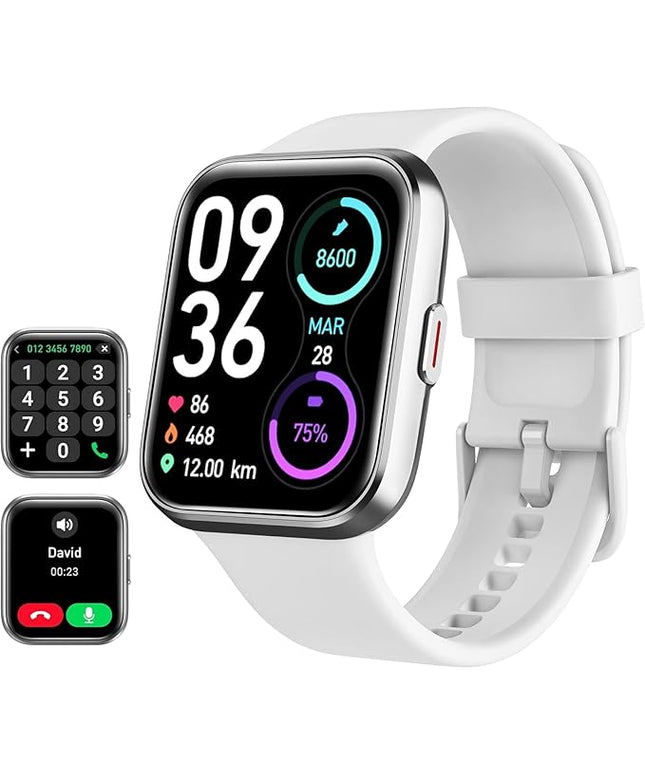 Smart Watch for Women Android & iPhone, Alexa Built-in, 1.8" Touch Screen Fitness Tracker with Answer/Make Calls, IP68 Waterproof Heart Rate/Sleep/SpO2 Monitor, Pedometer, 100+ Sport Modes, White