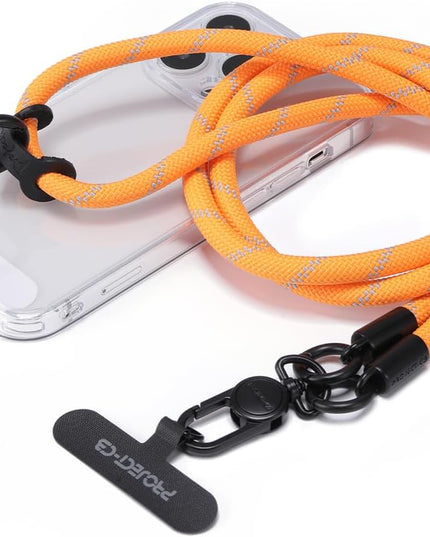 project-cb Phone Lanyard×1,Phone Tether Tab×2,Cell Phone Lanyards for Around the Neck,Rope Lanyard,Universal Adjustable Phone Strap Crossbody,Cell Phone Chain(Orange)