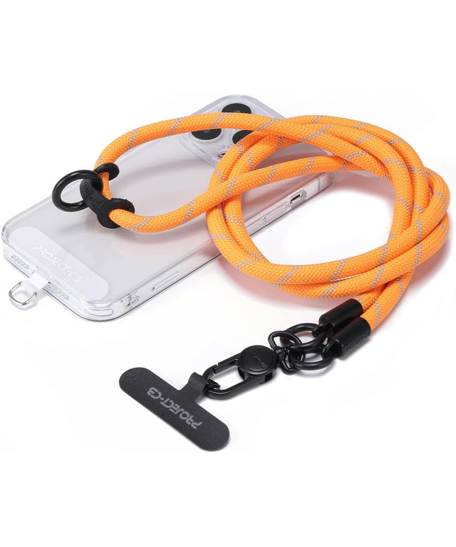 project-cb Phone Lanyard×1,Phone Tether Tab×2,Cell Phone Lanyards for Around the Neck,Rope Lanyard,Universal Adjustable Phone Strap Crossbody,Cell Phone Chain(Orange)