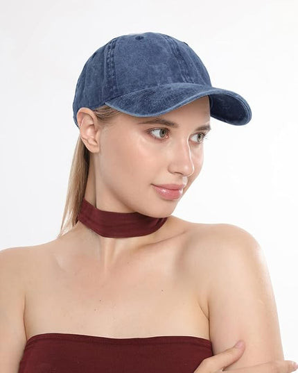 HH HOFNEN Men Women Washed Distressed Twill Cotton Baseball Cap Vintage Adjustable Dad Hat