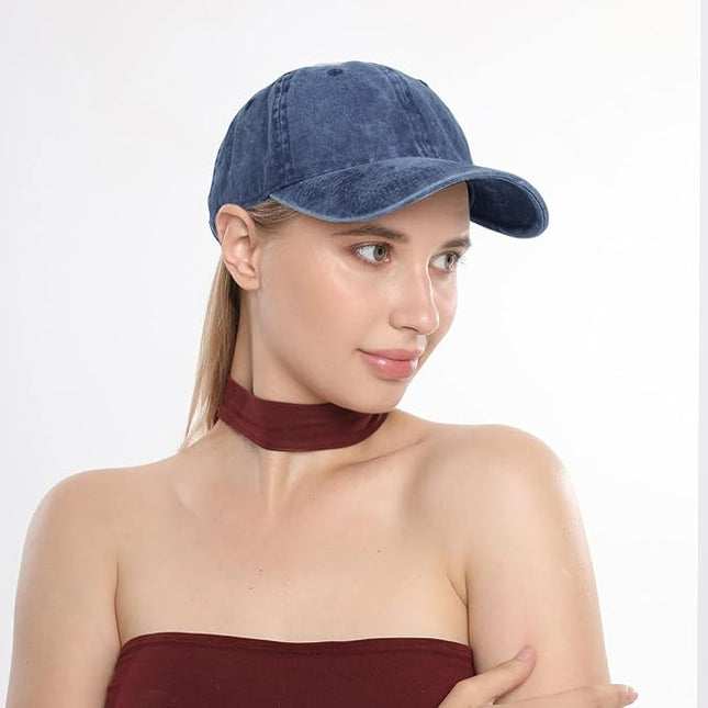 HH HOFNEN Men Women Washed Distressed Twill Cotton Baseball Cap Vintage Adjustable Dad Hat