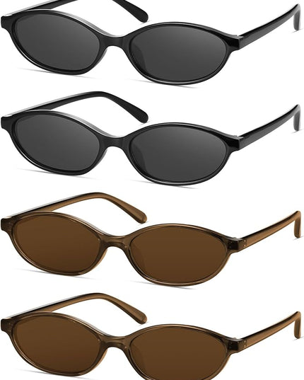 Retro Oval Cat Eye Sunglasses for Women Y2k Designer Trendy Narrow Shades UV protection Sun Glasses