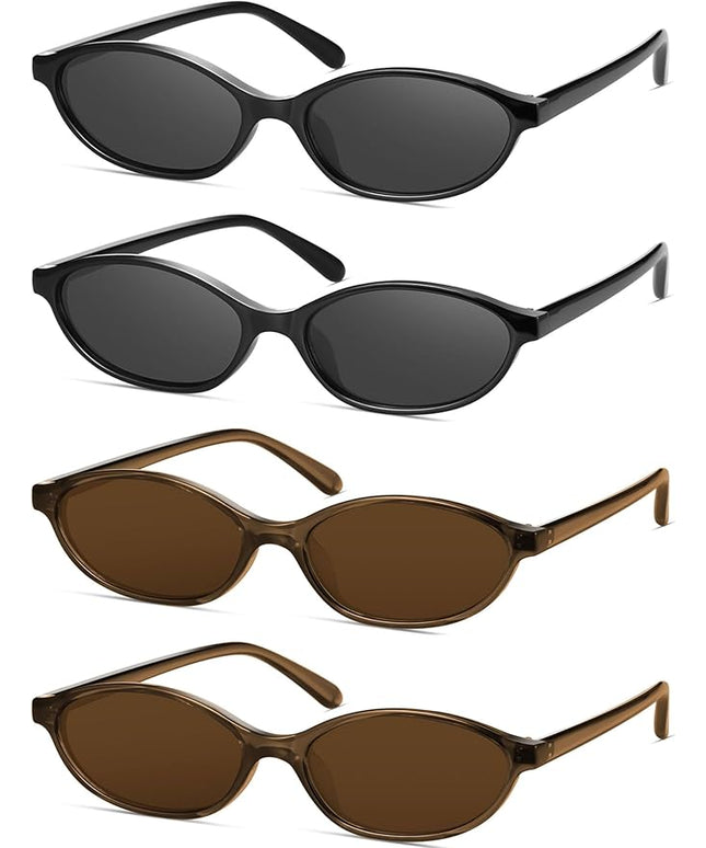 Retro Oval Cat Eye Sunglasses for Women Y2k Designer Trendy Narrow Shades UV protection Sun Glasses