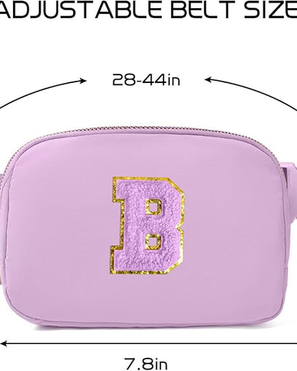 Gitus Gifts for 8 9 10 11 12 Year Old Girls Belt Bag Fanny Pack Crossbody Bags with Initial Letter Patch Cute Stuff Birthday Gifts for Teen Girls Women Personalized Trend Stuff (Lavender-B)