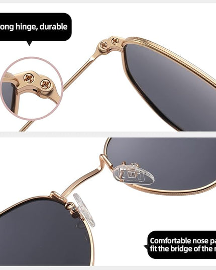 MEETSUN Polarized Hexagon Sunglasses for Women Men Polygon Square Sun Glasses UV400 Protection Metal Frame