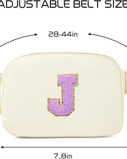 Gitus Gifts for 8 9 10 11 12 Year Old Girls Belt Bag Fanny Pack Crossbody Bags with Initial Letter Patch Cute Stuff Birthday Gifts for Teen Girls Women Personalized Trend Stuff (Ivory-J)