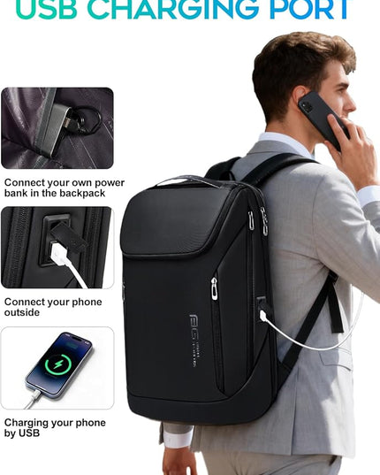 FUTURE AESTHETIC Business Smart Backpack Waterproof fit 15.6 Inch Laptop Backpack with USB Charging Port,Travel Durable Backpack