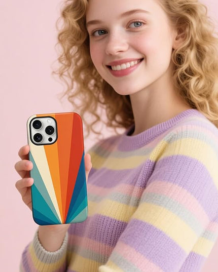 Magnetic for iPhone 15 Pro Max Case Cute Frog Stripes Phone Case, Summer Shockproof Slim TPU and Hard PC Protective Phone Cover Compatible with MagSafe Designed for Women Girls