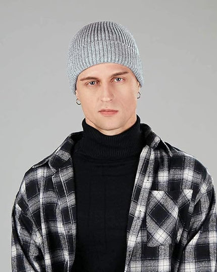 ROYBENS Swag Wool Knit Cuff Short Fisherman Beanie for Men Women, Winter Warm Hats