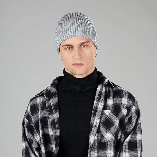 ROYBENS Swag Wool Knit Cuff Short Fisherman Beanie for Men Women, Winter Warm Hats