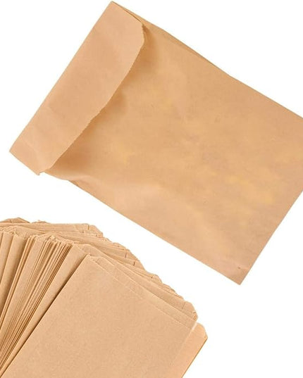 Paper Sandwich Bags Kraft Brown (200 Pack), Commercially Compostable Food Grade Unbleached Kraft Paper for Bakery, Cookies, Treats, Snacks, Sandwiches