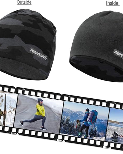 EMPIRELION Softshell Winter Fleece Lined Beanie Hats, 9" Running Skull Cap Thermal Tactical Watch Cap Men Women