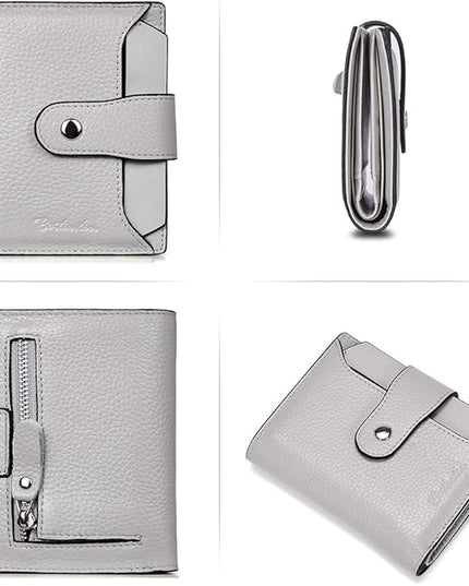 BOSTANTEN Women Leather Wallet RFID Blocking Small Bifold Zipper Pocket Wallet Card Case Purse with ID Window
