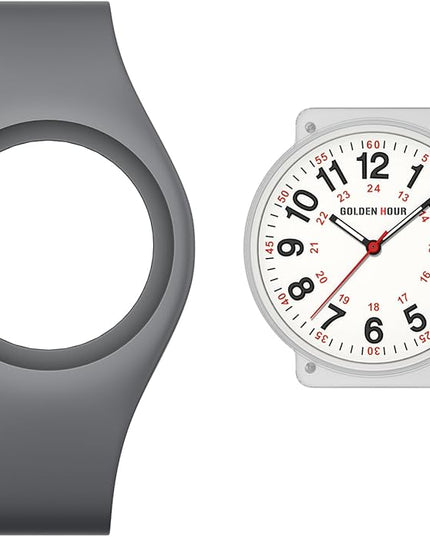 GOLDEN HOUR Waterproof Sports Analog Unisex Watches for Nurse Medical Professionals, Students - Military Time Glowing Easy to Read Dial, Jelly Silicone Strap
