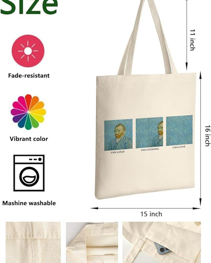 AUSVKAI Canvas Tote Bag for Women, Aesthetic Cute Grocery Grocery Reusable Cotton Gift Bag for Shooping Beach Trendy Gifts