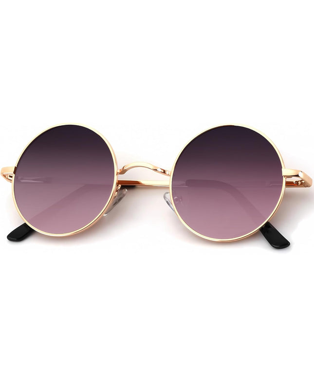 KALIYADI Round Polarized Sunglasses for Men Women Retro Metal Hippie Circle Style Sun Glasses UV Protection