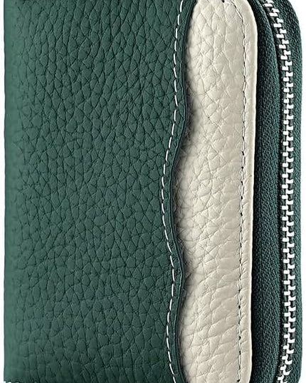 Linno RFID 20 Slots Credit Card Holder Genuine Leather Small Wallet for Women or Men with Zipper