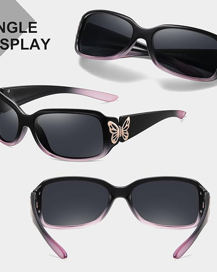 HAOLOTA Women's Polarized Sunglasses - Fashionable Wraparound Butterfly Design with UV400 Protection