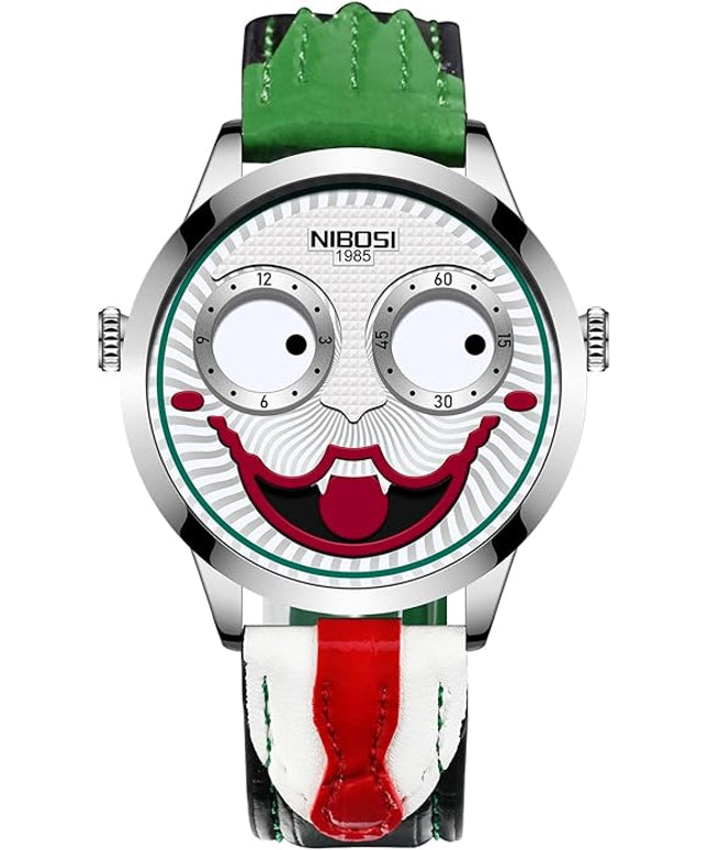 NIBOSI Watches for Men Analog Quartz Clown Dial Wrist Watches Unique Weird Fashion Cool Watch Waterproof Leather Strap Men's Watches