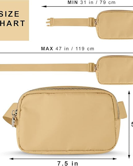 DANCOUR Beige Nylon Waist Pack Crossbody Bag for Women - Fashionable Belt Bag with 3 Pockets
