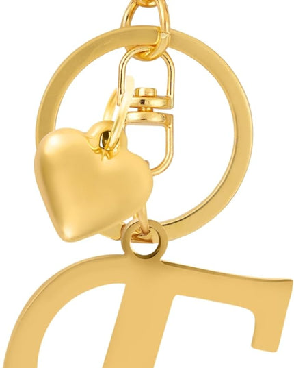 A-Z Heart Initial Letter Keychain, Stainless Steel Alphabet Charm for Handbags, Gift for Women and Girls