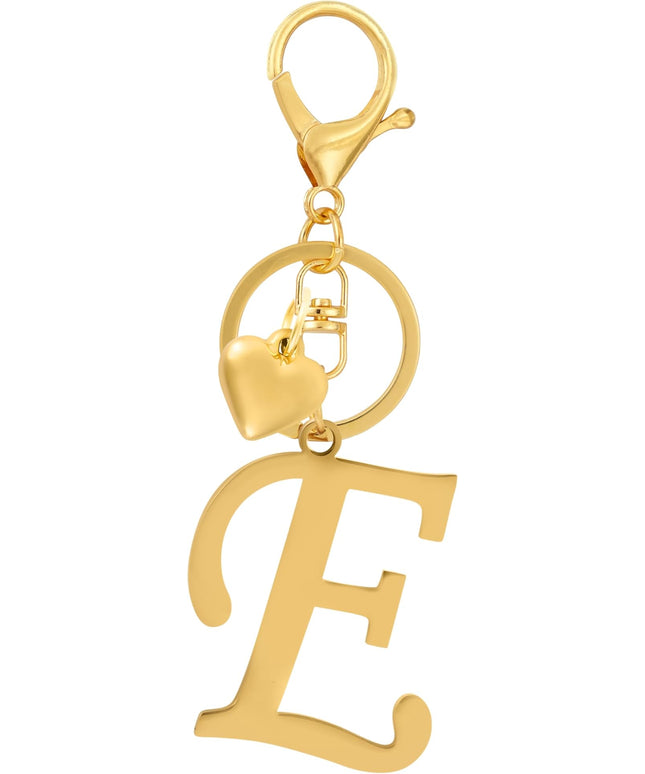 A-Z Heart Initial Letter Keychain, Stainless Steel Alphabet Charm for Handbags, Gift for Women and Girls