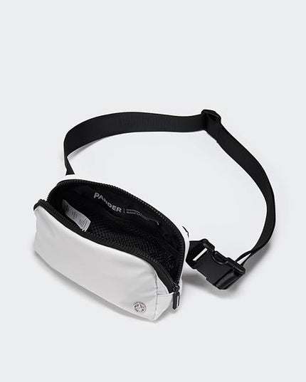 Pander Two Way Zipper Fanny Pack Nylon Everywhere Belt Bag for Women, Water Repellent Waist Packs, Crossbody Bags with Adjustable Strap (White).
