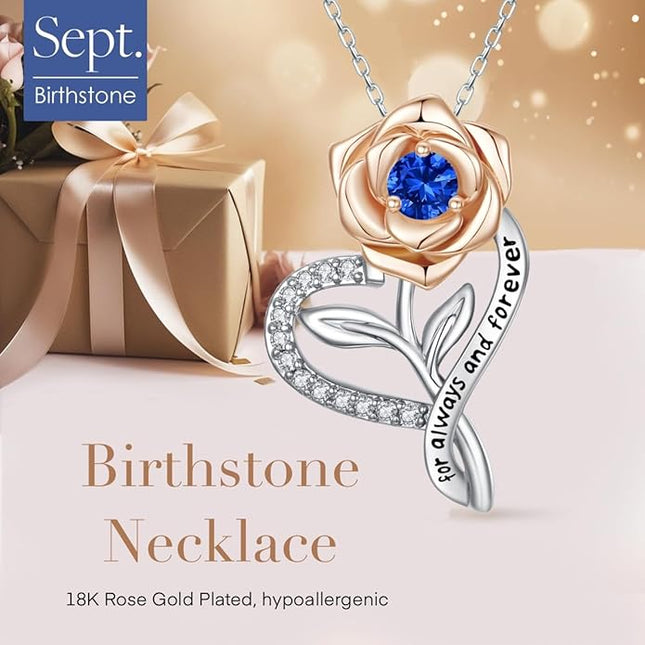 LAVALE Heart Birthstone Necklace for Women, Ideal Anniversary Birthday Gifts for Women Wife Girlfriend Her, Amazing Valentine's day Gift for Mom Women
