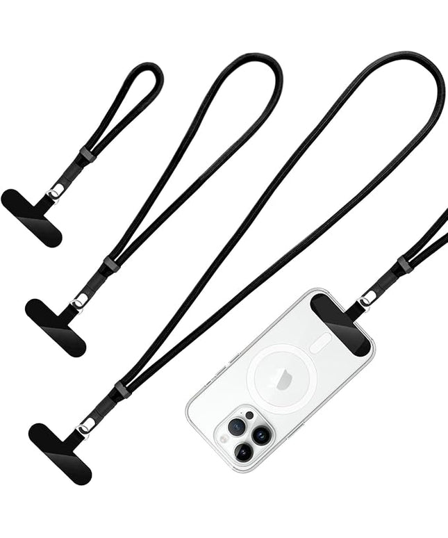 360° Rotatable Adjustable Phone Lanyard 3-Piece Set - Wrist/Neck/Crossbody Strap with Tether Tabs, Universal for Phones