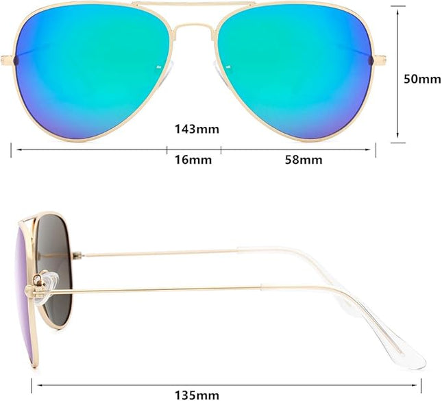 livho Sunglasses for Men Women Aviator Polarized Metal Mirror UV 400 Lens Protection