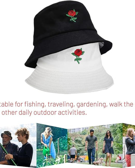 Cotton Bucket Hat for Women Men Summer Travel Sun Beach Bucket Cap, Unisex Outdoor Fisherman Hat