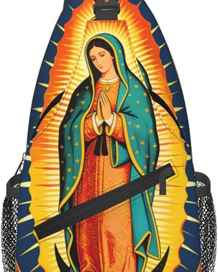 Our Lady of Guadalupe Sling Bag Crossbody Bags Clovers Chest Bag for Travel Hiking for Men Women Virgin Marys 5