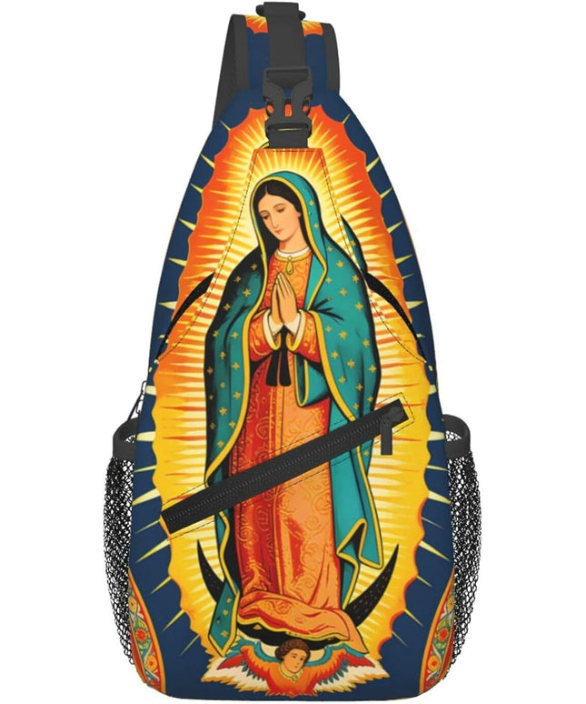 Our Lady of Guadalupe Sling Bag Crossbody Bags Clovers Chest Bag for Travel Hiking for Men Women Virgin Marys 5