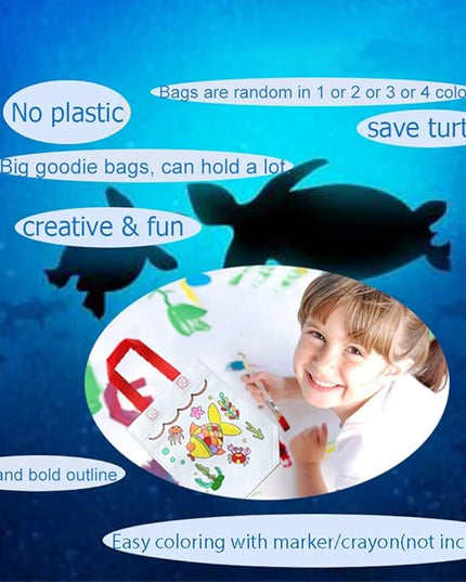 Sand Flower Eco Reusable Coloring Carnival Animal Art Party Goodie Bags with Guestbook Bags (12 PCS)