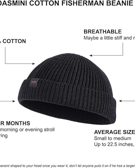 2 Pack Fisherman Beanie Hats for Men Women,Knit Trawler Skull Cap,Watch Cap,Spring Fall Winter Warm Short Hats