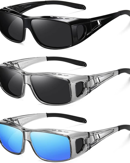Wzerry Sunglasses Fit Over Glasses Polarized for Men Women, Wrap-Around Glasses UV400 Protection for Driving and Outdoor