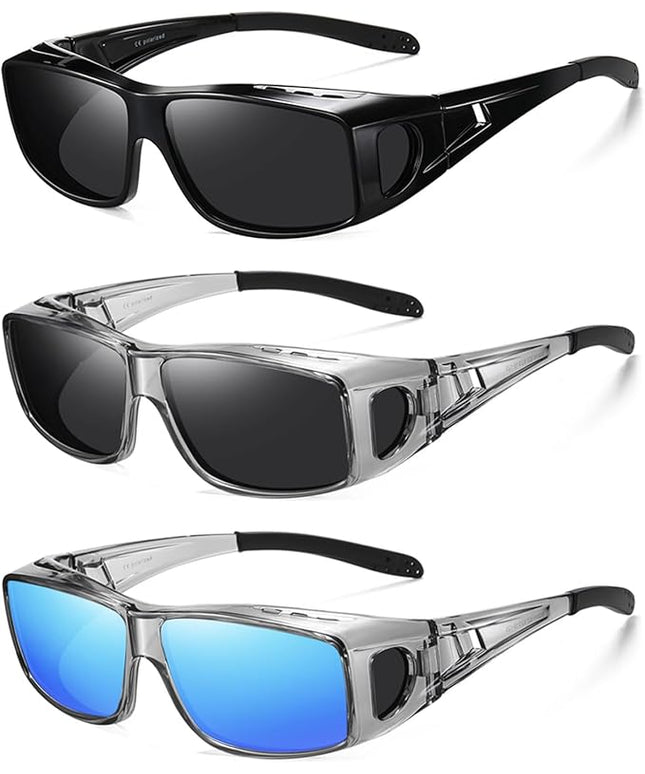 Wzerry Sunglasses Fit Over Glasses Polarized for Men Women, Wrap-Around Glasses UV400 Protection for Driving and Outdoor